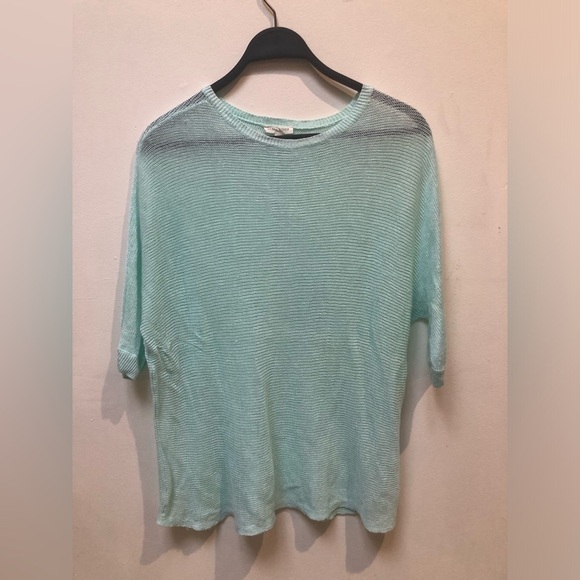 Eileen Fisher Green Boxy 3/4 Sleeve T-Shirt - Picture 1 of 4